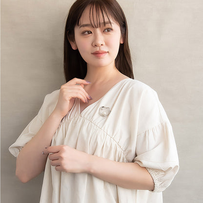 ブローチ ステンレス メタル ハート パール ピンタイプ