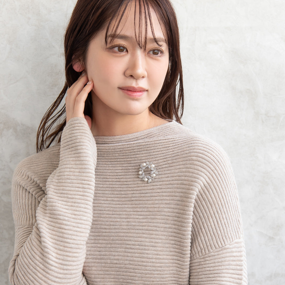 ブローチ メタル キュービックジルコニア 淡水パール バタフライ リース ピンタイプ