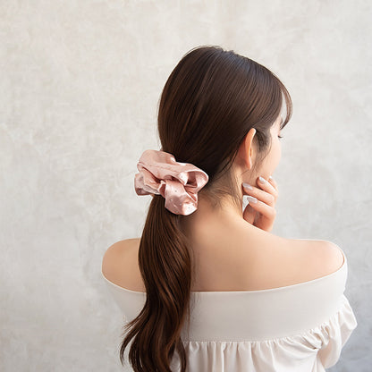 シュシュ ドット柄 ビッグ カラー ヘアゴム ヘアポニー