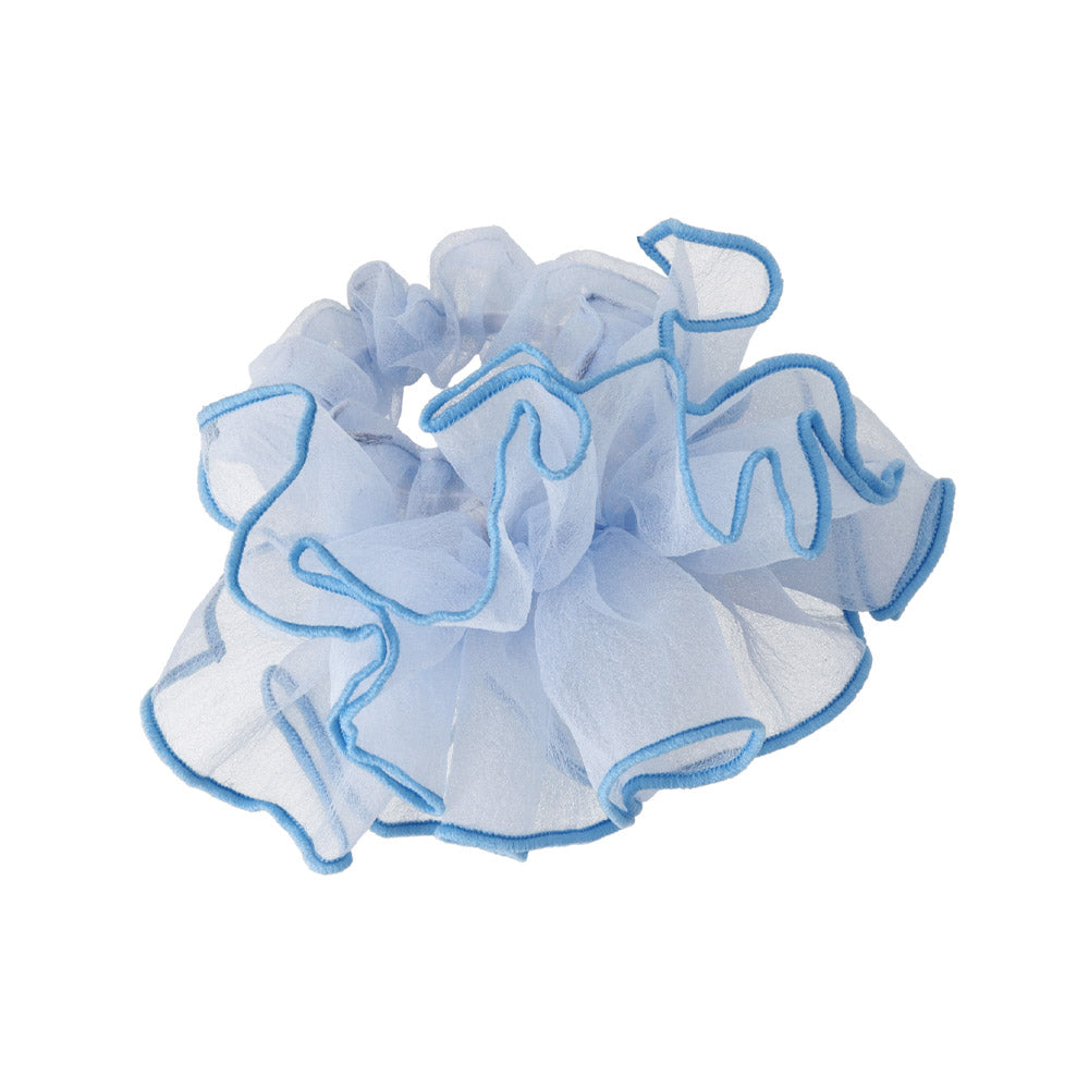 シュシュ シアー ハーフ フリル パイピング カラー ヘアゴム