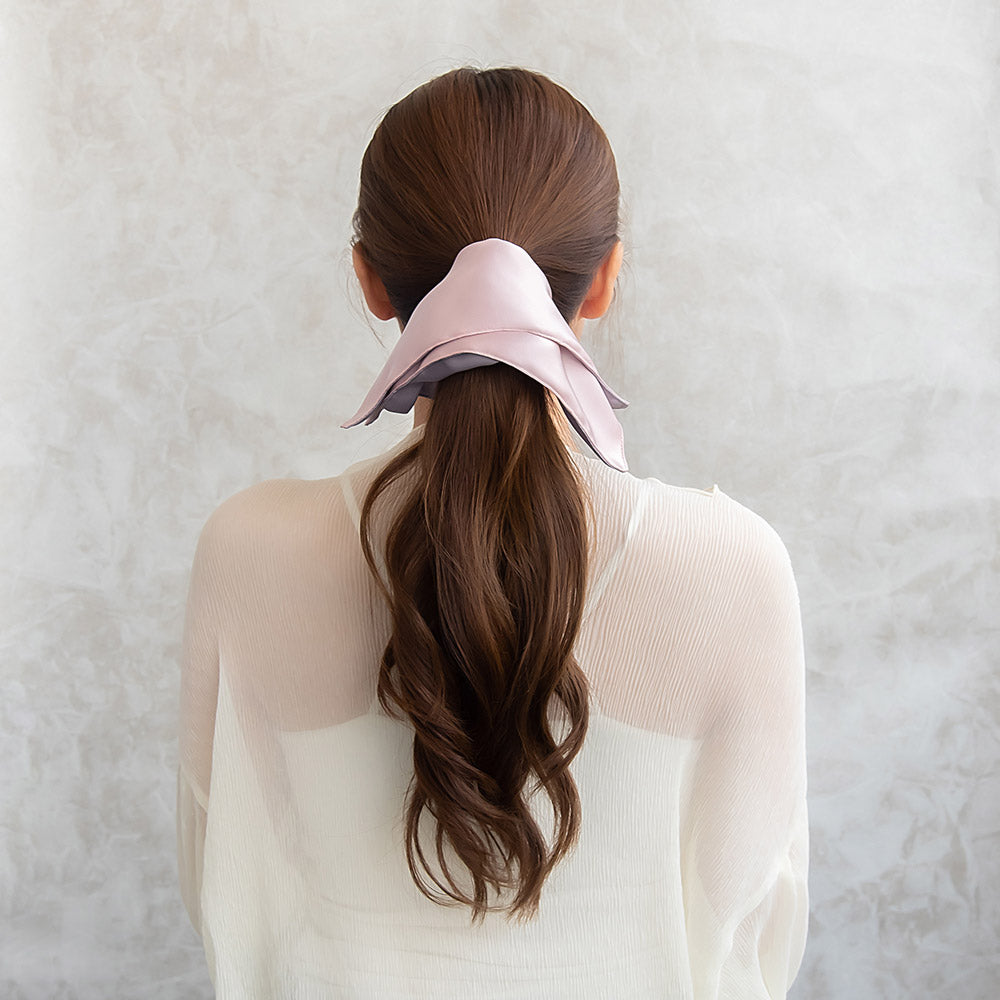 acca リボンゴム　ベージュ シュシュ スリム ロング リボン ヘアゴム ヘアポニー – OSEWAYA