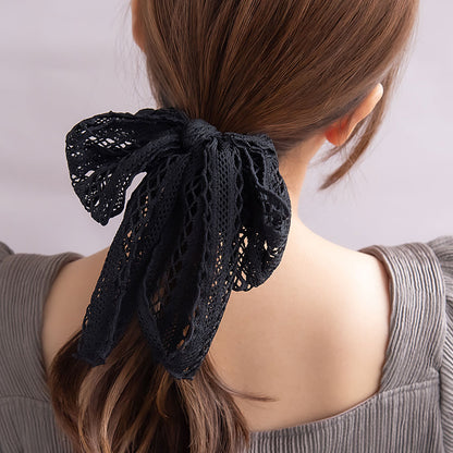 シュシュ クロスライン レース ビッグ リボン カラー