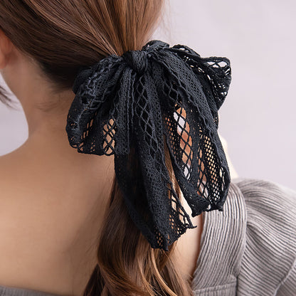 シュシュ クロスライン レース ビッグ リボン カラー