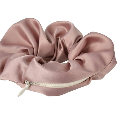 シュシュ chouchou pouch ファスナー ポーチ付き サテン カラー
