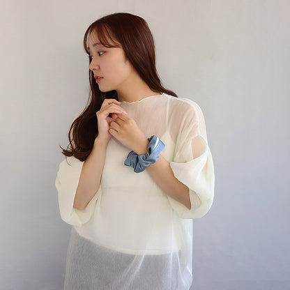 シュシュ chouchou pouch ファスナー ポーチ付き サテン カラー