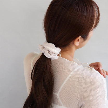 シュシュ chouchou pouch ファスナー ポーチ付き チェック柄 くすみパステル カラー