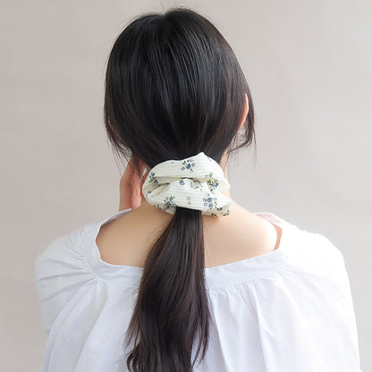 シュシュ ワッフル風 花柄 フラワー ヘアゴム ヘアポニー
