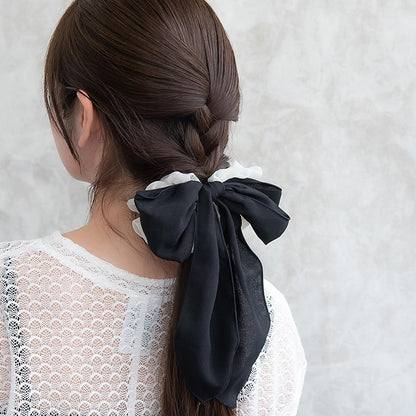 シュシュ ビッグ ロング リボン シアー カラー