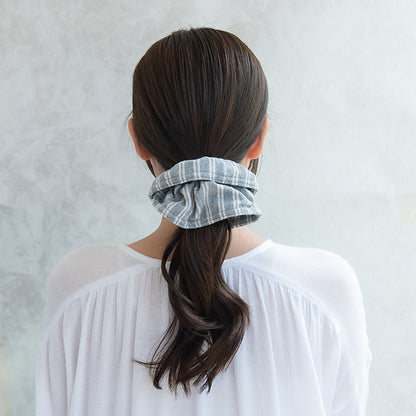 シュシュ ストライプ パイル生地 バイカラー ボリューム ビッグ