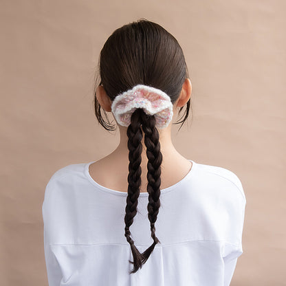 シュシュ 毛糸 ふわふわ ボリューム パステルマルチカラー 手編み