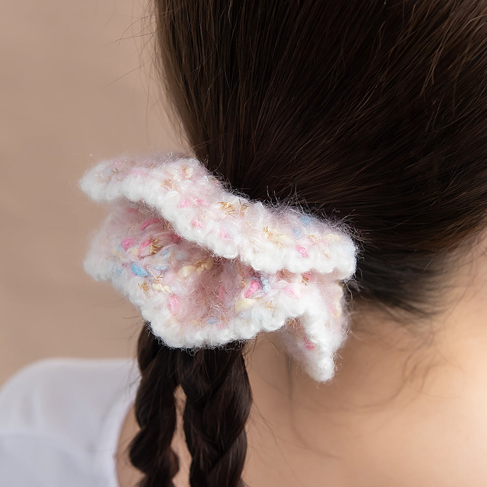 シュシュ 毛糸 ふわふわ ボリューム パステルマルチカラー 手編み