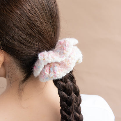 シュシュ 毛糸 ふわふわ ボリューム パステルマルチカラー 手編み