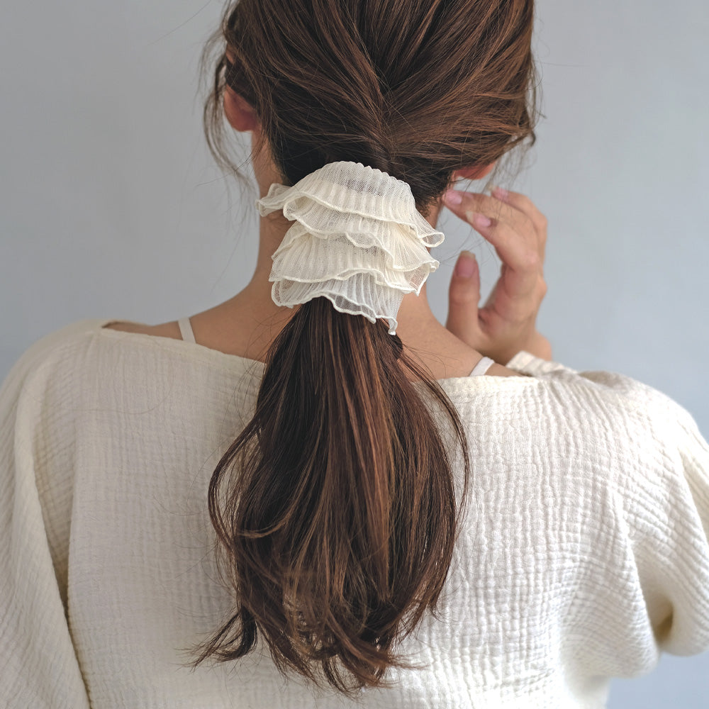 シュシュ Candy Chouchou ロング シアー チュール フリル プリーツ