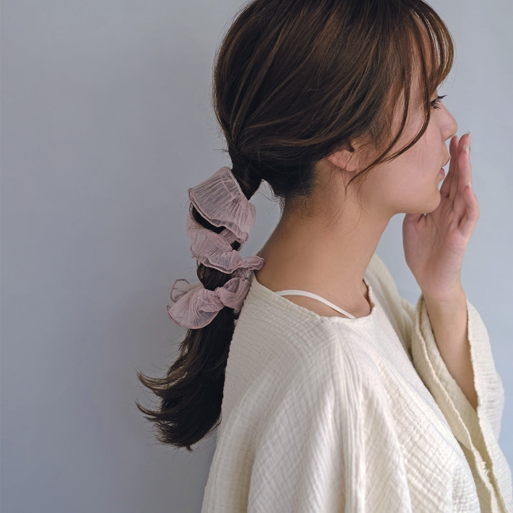 シュシュ Candy Chouchou ロング シアー チュール フリル プリーツ