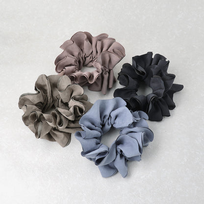 シュシュ フリル スエード風 くすみカラー