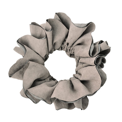 シュシュ フリル スエード風 くすみカラー