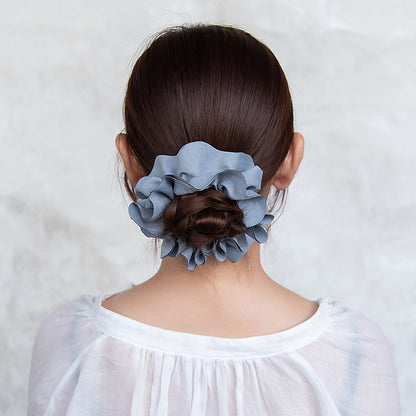 シュシュ フリル スエード風 くすみカラー