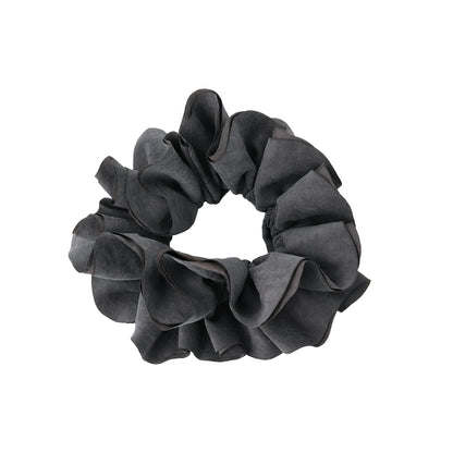 シュシュ フリル スエード風 くすみカラー