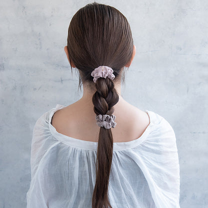 シュシュ メタル ツイスト リング 異素材 カラー 2個セット