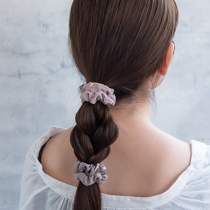 シュシュ メタル ツイスト リング 異素材 カラー 2個セット