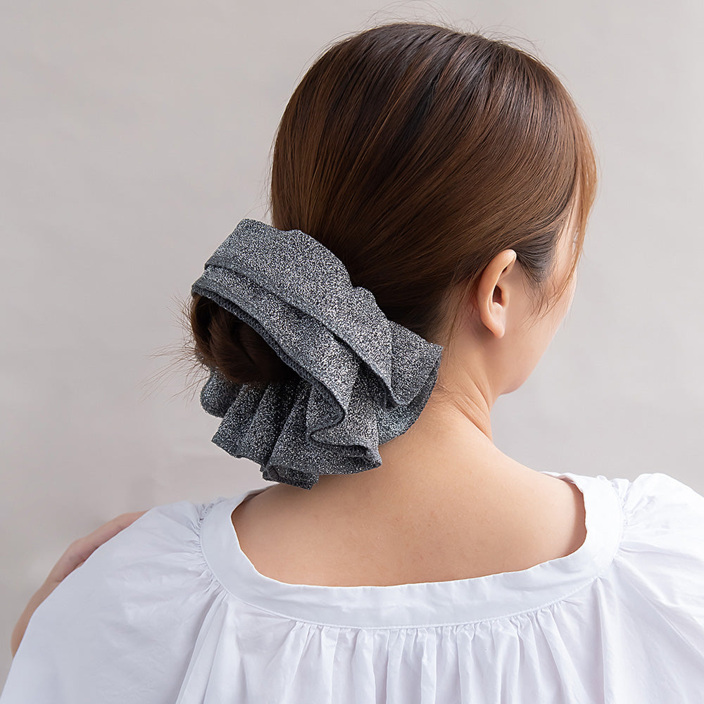 シュシュ ラメ フリル ボリューム ビッグ