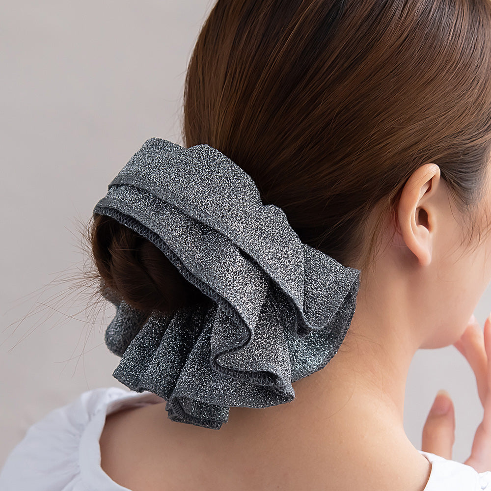 シュシュ ラメ フリル ボリューム ビッグ