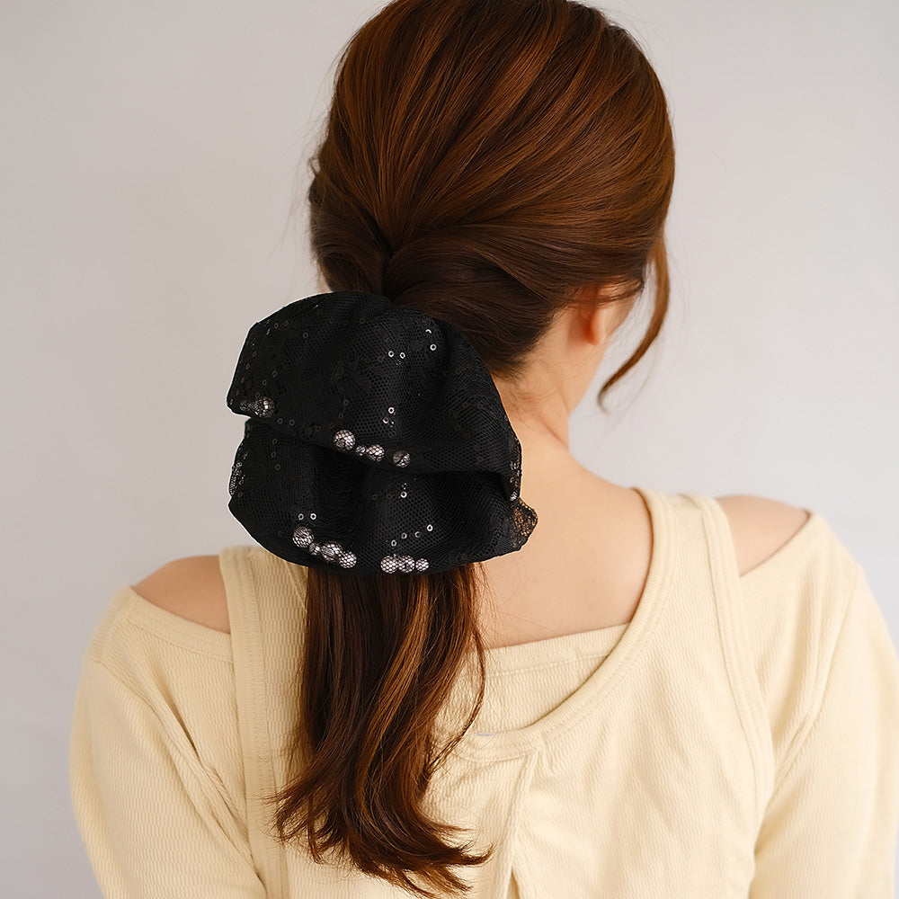 シュシュ slit chouchou フラワー レース スパンコール ボリューム ビッグ