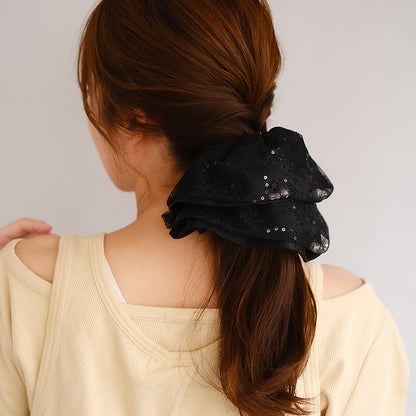 シュシュ slit chouchou フラワー レース スパンコール ボリューム ビッグ