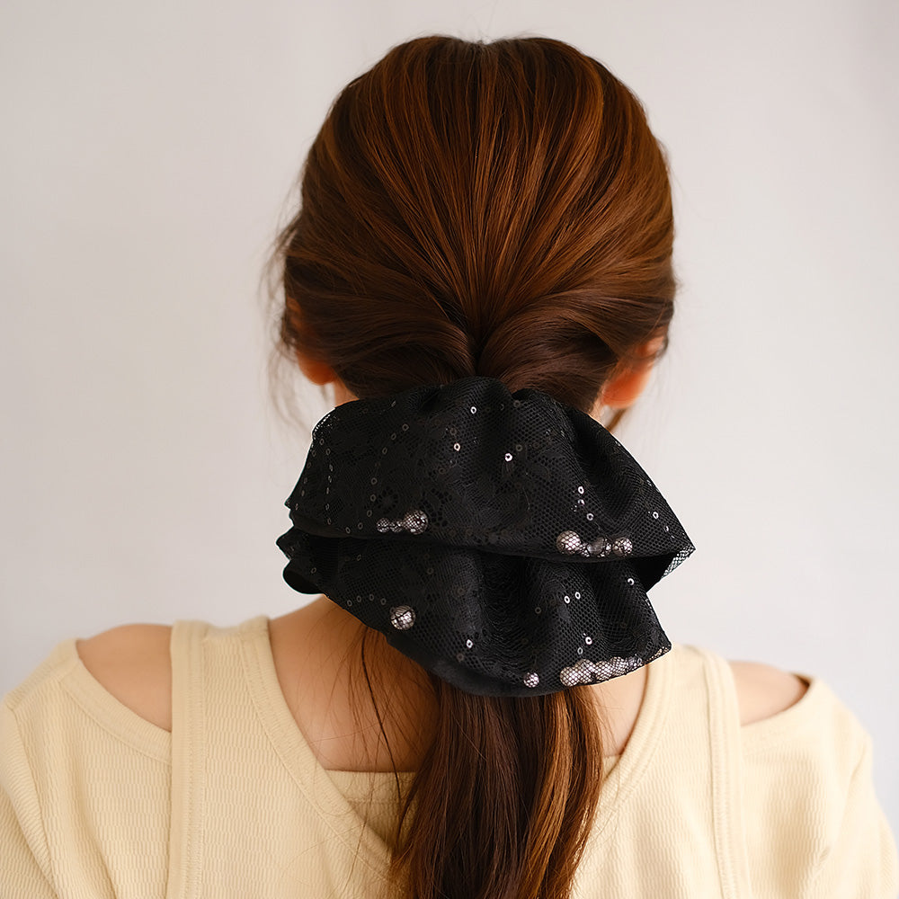 シュシュ slit chouchou フラワー レース スパンコール ボリューム