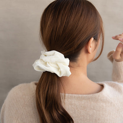 シュシュ ベロア パール