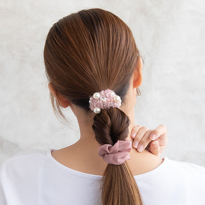 シュシュ ボア カラー パール 2個セット