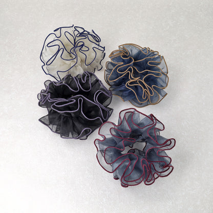 シュシュ シアー ボリューム バイカラーパイピング メロウ加工