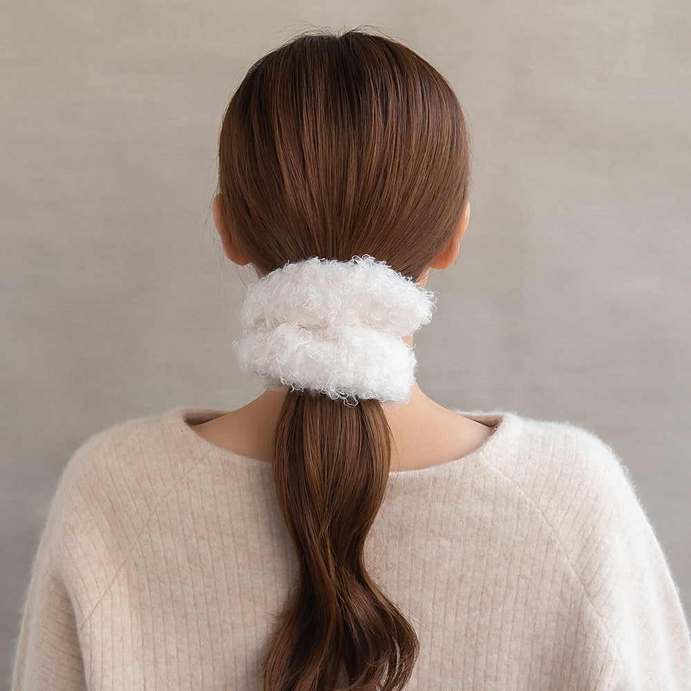 シュシュ ふわふわ 毛糸風 ボリューム