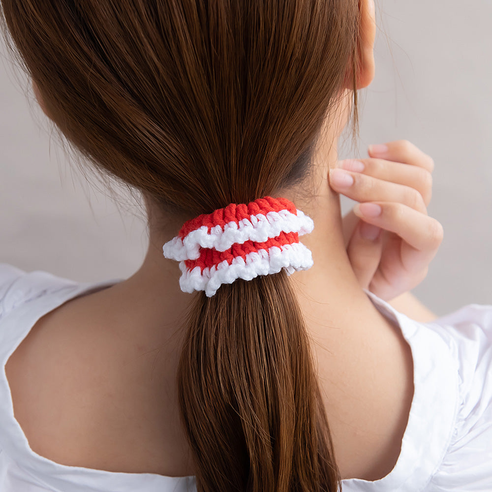 シュシュ ふわふわ 毛糸 手編み