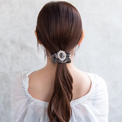 シュシュ charm chouchou メタル パール ストーン ビジュー オーバル