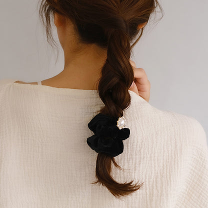 シュシュ charm chouchou ベロア メタル パール ストーン ビジュー オーバル