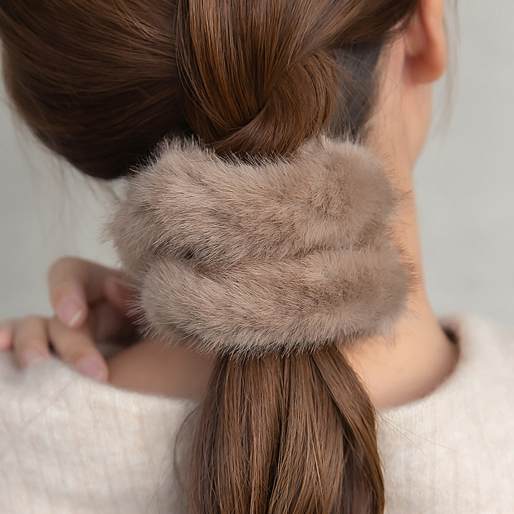 ニット帽.フェイクファーバッググレー.ヘアシュシュ シュシュ フェイクファー – OSEWAYAオンラインストア
