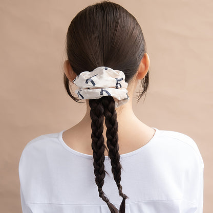 シュシュ ハート リボン柄 ベロア