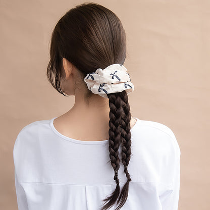 シュシュ ハート リボン柄 ベロア