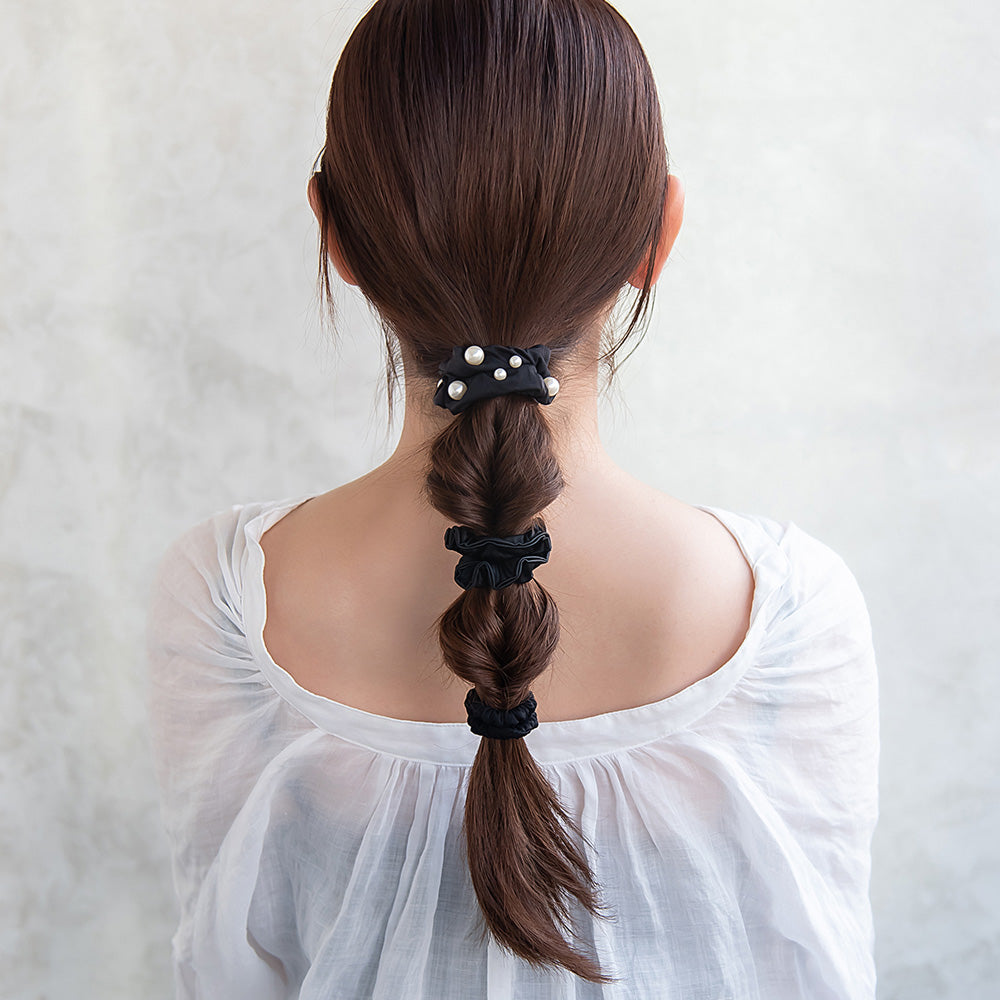 シュシュ ブラック パール 3個セット