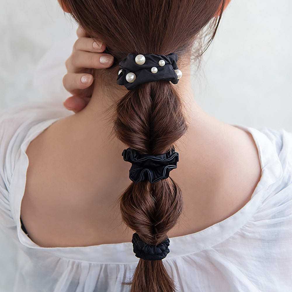 シュシュ ブラック パール 3個セット