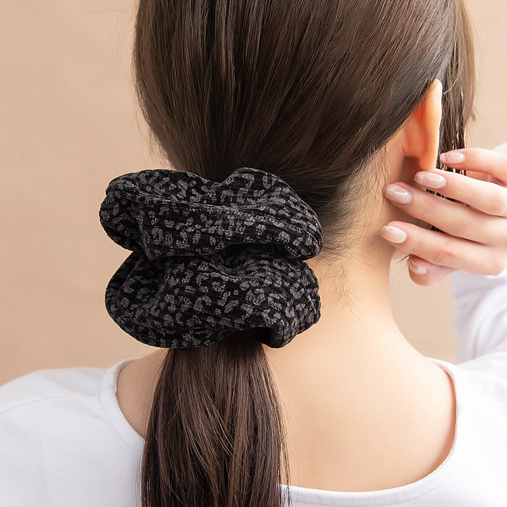 シュシュ レオパード コーデュロイ