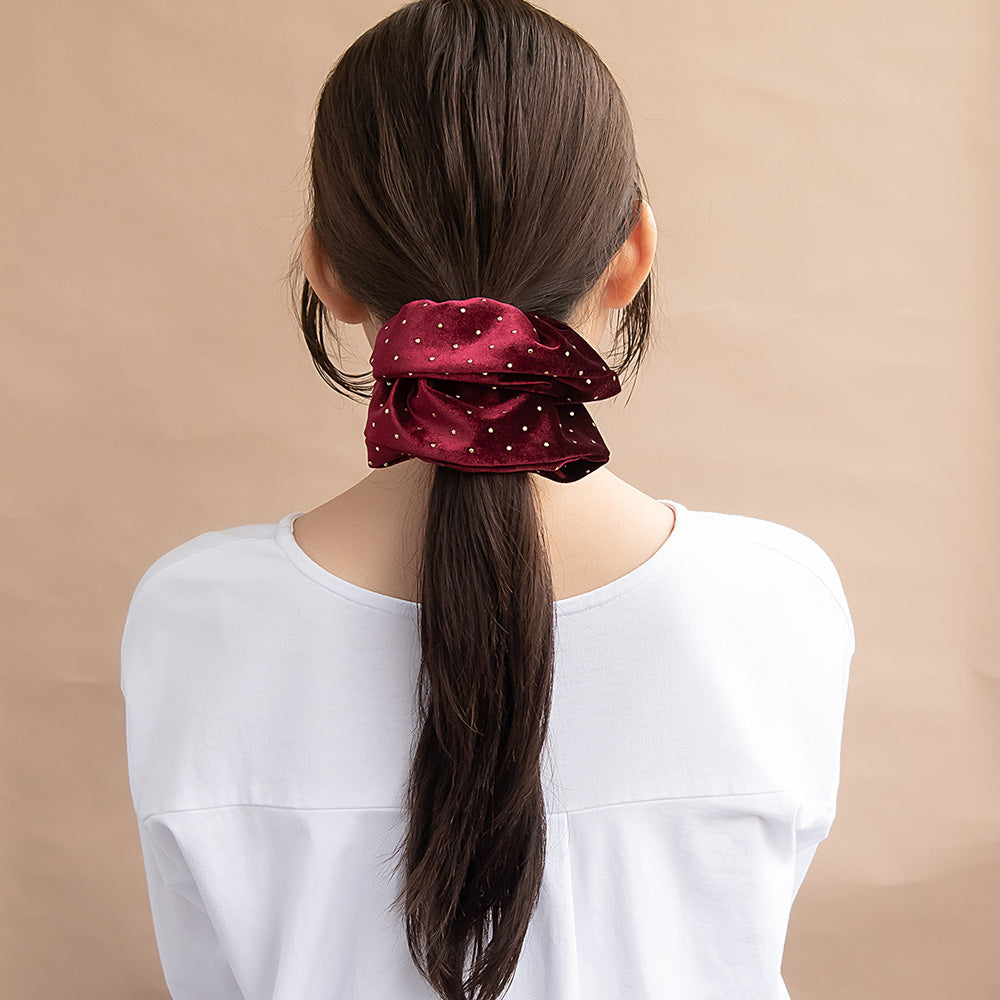 シュシュ ベロア ドット