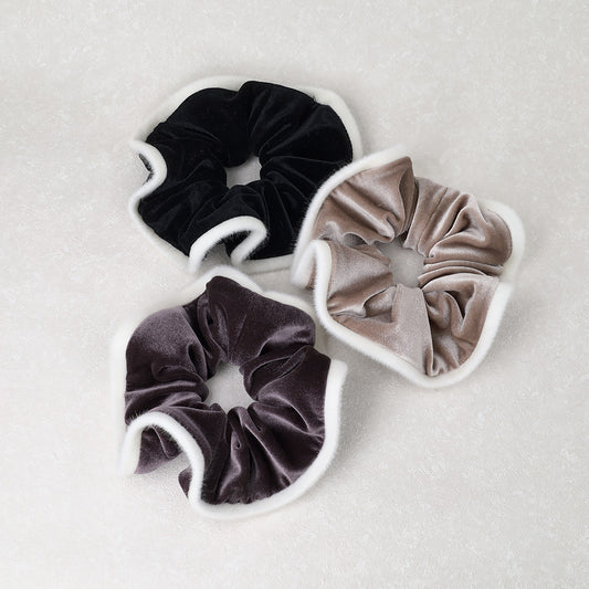 シュシュ ベロア アクセント フェイクファー