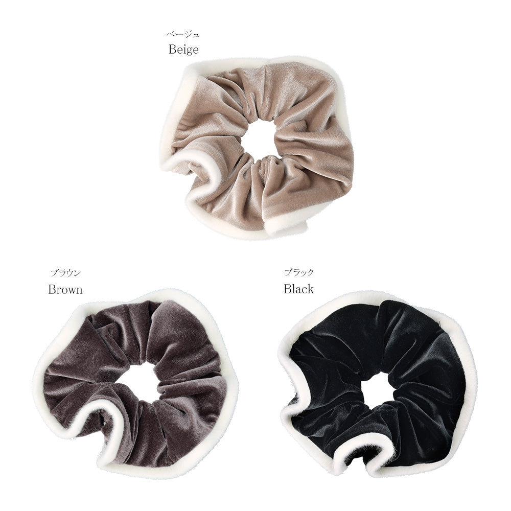 シュシュ ベロア アクセント フェイクファー