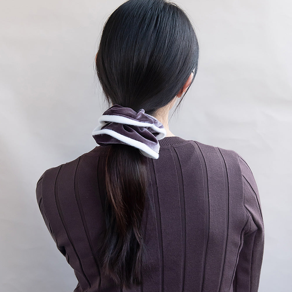 シュシュ ベロア アクセント フェイクファー