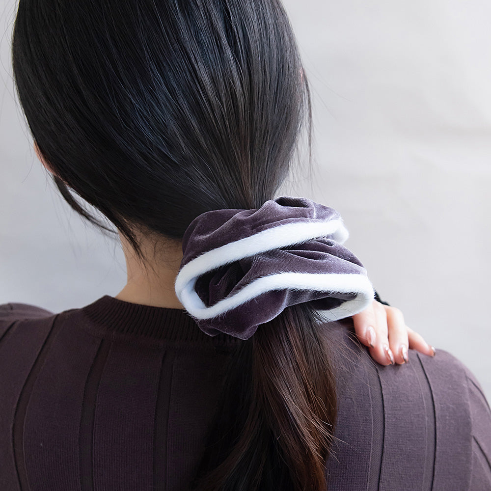 シュシュ ベロア アクセント フェイクファー