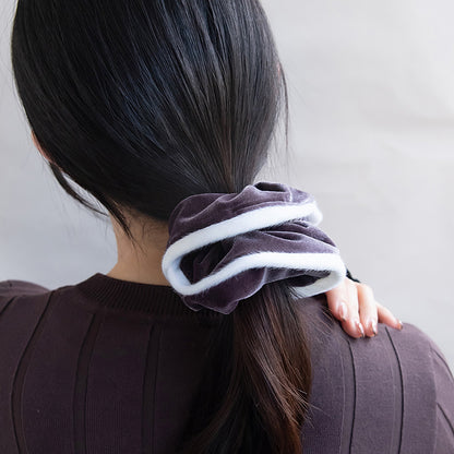 シュシュ ベロア アクセント フェイクファー