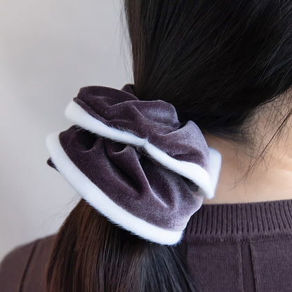 シュシュ ベロア アクセント フェイクファー