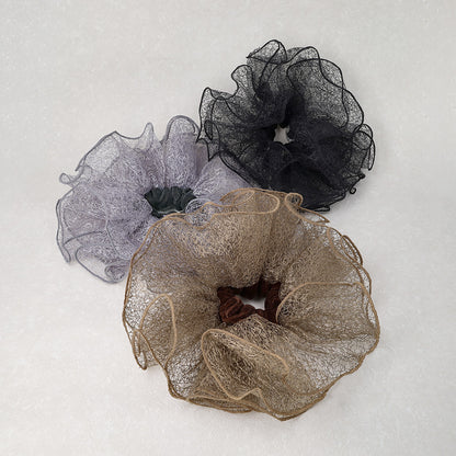 シュシュ ベロア メッシュレース ビッグ フリル